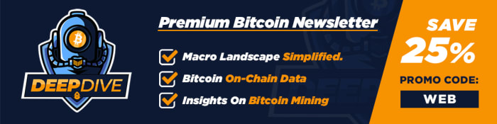 Premium bitcoin piyasaları Deep Dive haber bültenine kaydolduğunuzda %25 indirim kazanın.