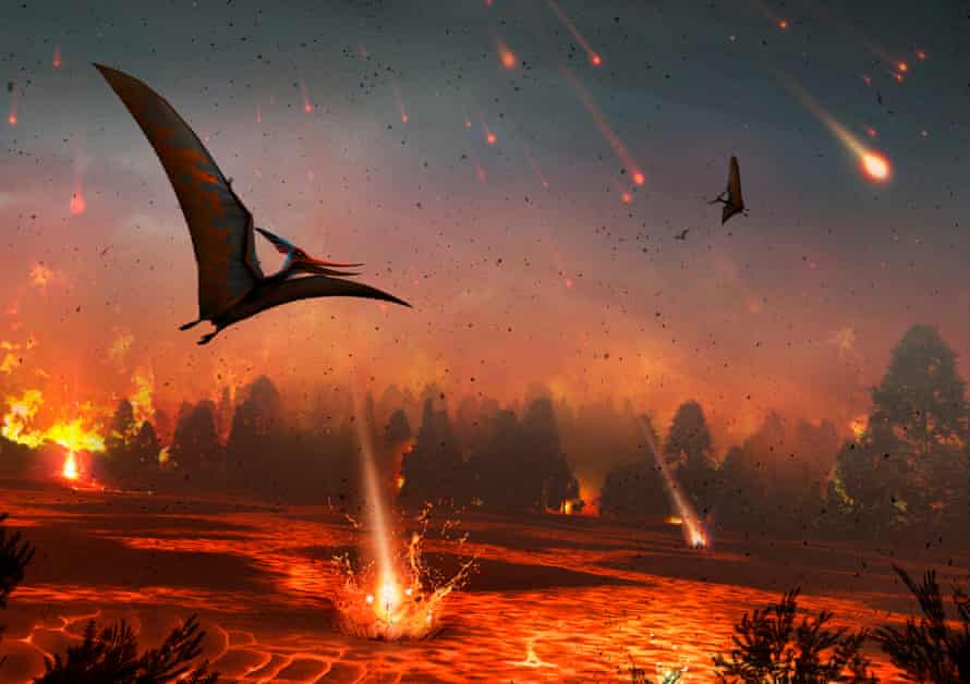 65 milyon yıl önce, Dünya üzerindeki bir asteroid etkisi dinozorları, pterosaurları ve diğer birçok türü yok etti.