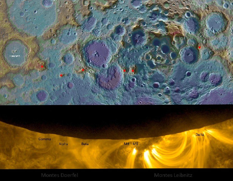 Şili, Santiago'dan Patricio Leon, Ay'ın güneş boyunca hareket ederken yakın çekim görüntülerini Ay Keşif Aracı'ndan alınan topografik bir haritayla karşılaştırdı.  Tutulma sırasında Ay'ın güney kutbuna yakın Leibniz ve Doereville sıradağlarının yerini tespit edebildi.