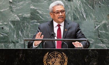 Gotabaya Rajapaksa, 2021'de New York'ta Birleşmiş Milletler Genel Kurulu'na hitap ediyor.