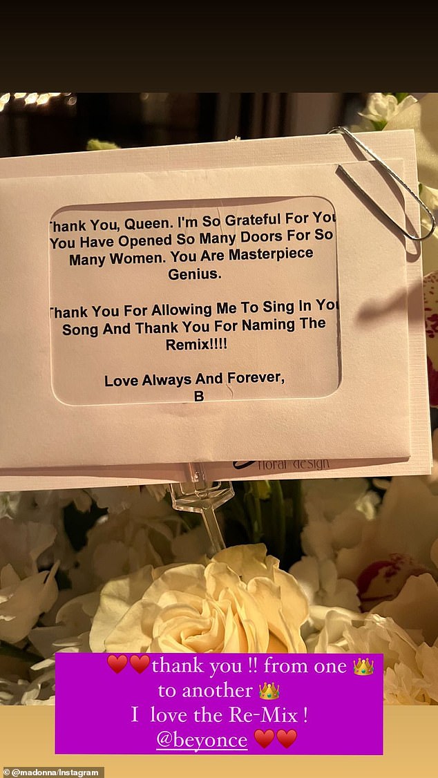 'Teşekkürler kraliçe': Madonna, Beyoncé'nin işbirlikleri Break My Soul'un (The Queens Remix) yayınlanmasından sonra gönderdiği yayın mesajını sergiledi.