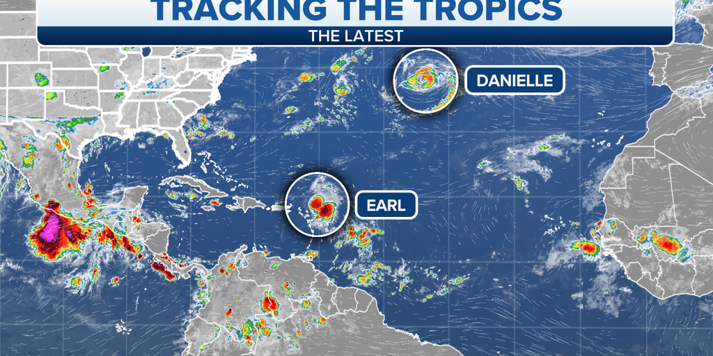 Tropical Storm Earl'ün gücü Danielle'i Atlantik Okyanusu üzerinde zayıflatıyor
