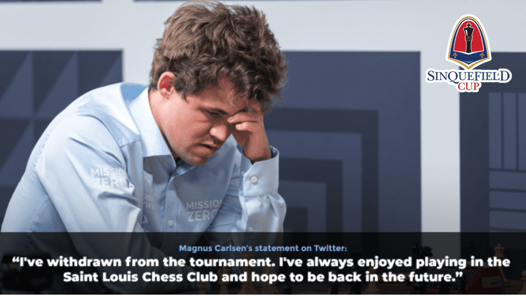 Magnus Carlsen, Sinkfield Kupası'ndan çekildi