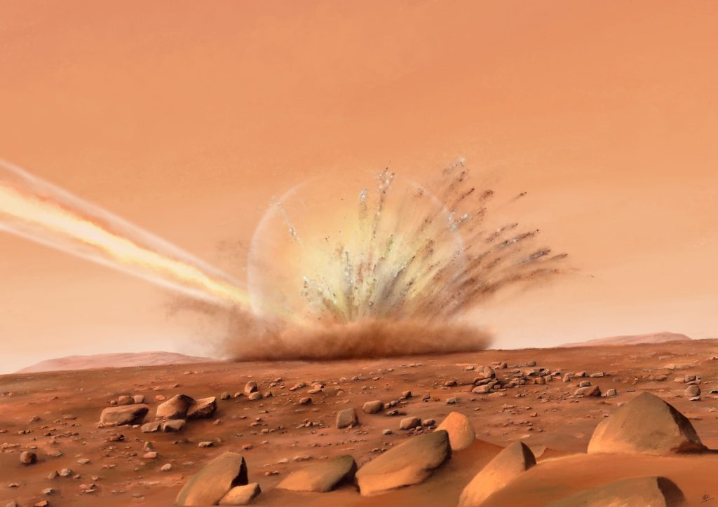 Mars'a çarpan büyük kayalar, krater krateri, yeraltı özelliklerini ortaya koyuyor