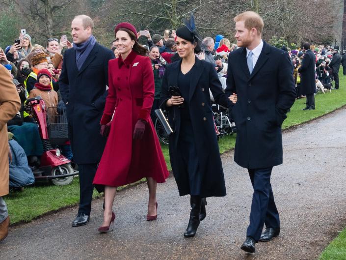 Prens William, Kate Middleton, Meghan Markle ve Prens Harry, 2018'de Sandringham'ı ziyaret ediyor.
